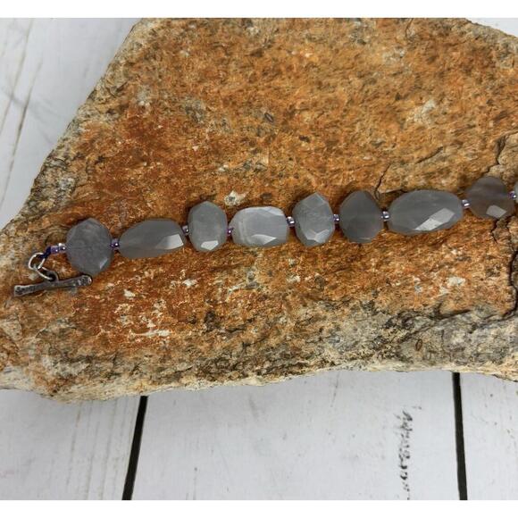 Peyote Bird Smokey Quartz Sterling Toggle Bracelet J015 - Picture 4 of 5